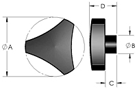 TK4 Tri-Knob Line Drawing